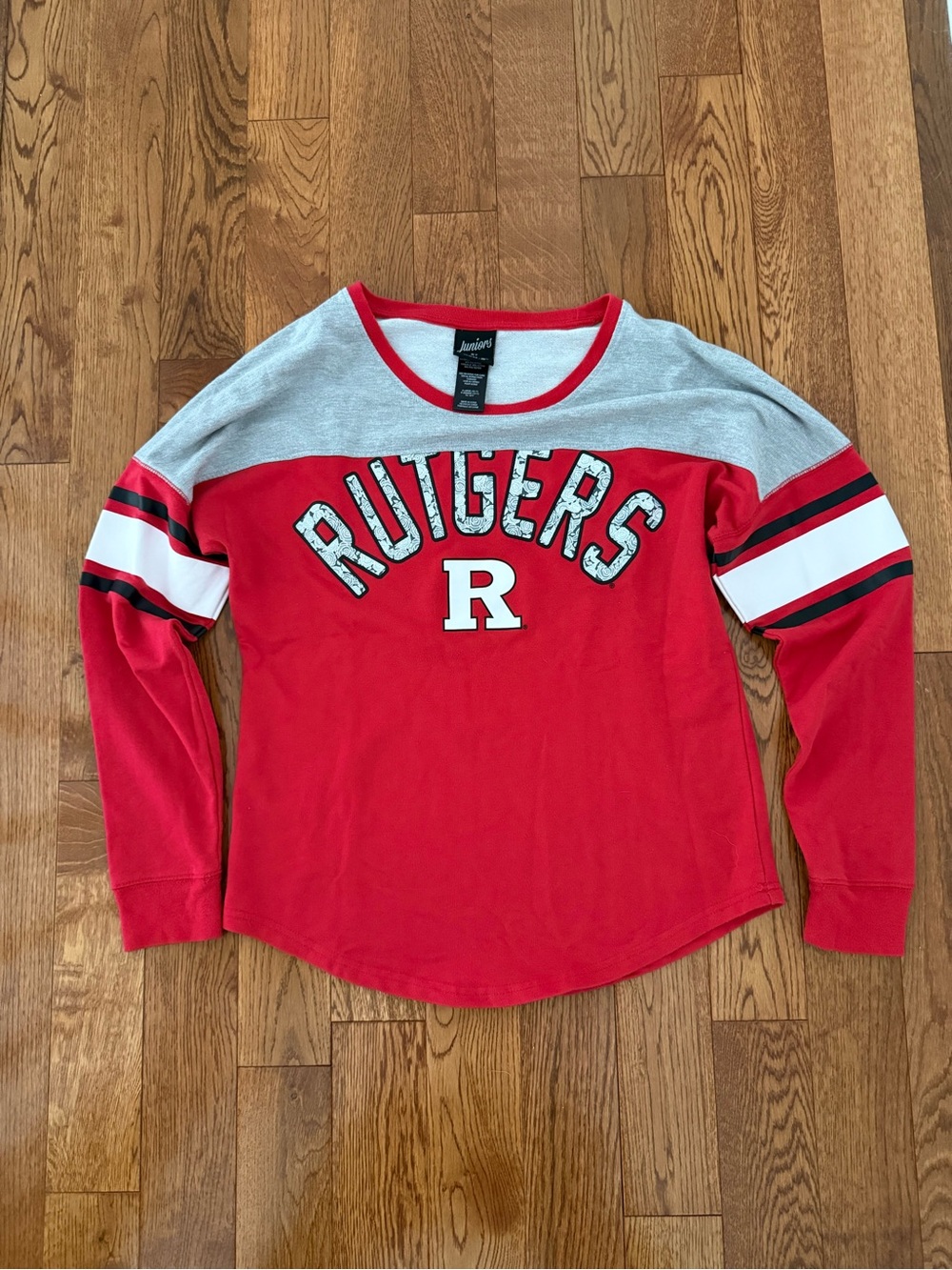 Rutgers Red & Gray Long Sleeve Football Tee